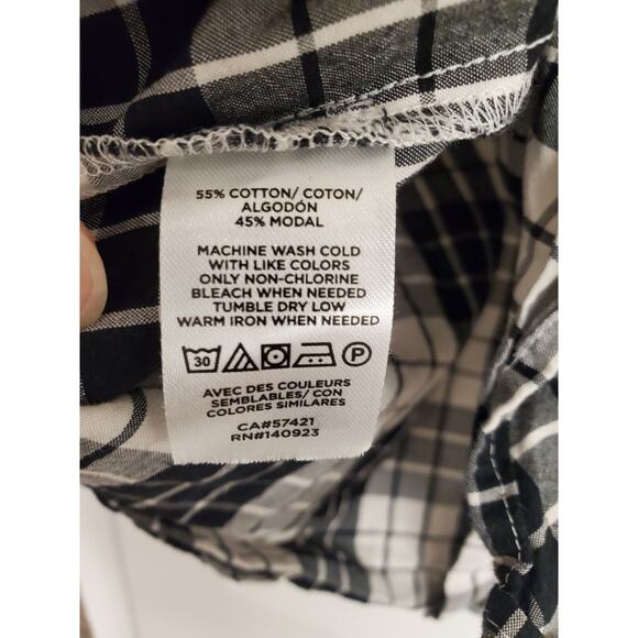 Women's LOFT Black & White Plaid Button Down Blouse w/ Ruffle Trim | Size Small - Picture 8 of 8